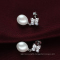 Dangle Freshwater Pearl Earrings 8mm AAA White Rice Pearl Earrings